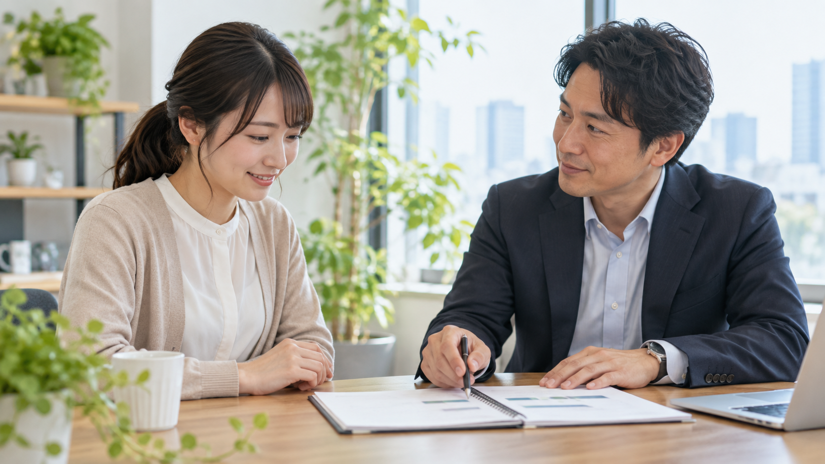 復職計画について上司と従業員が話し合う場面